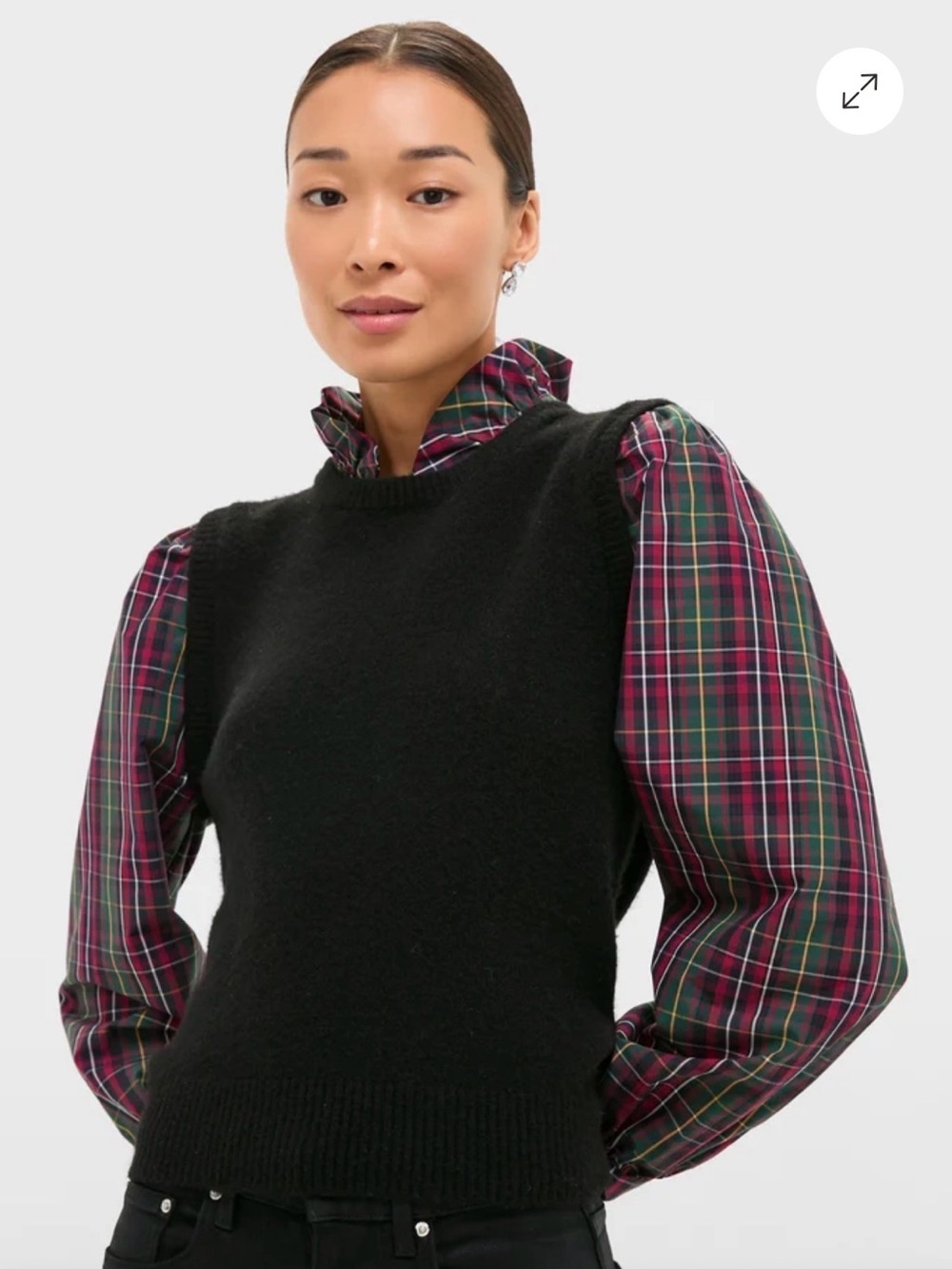 Tuckernuck Tartan Ella Plaid Top Collar Sweater Blouse Small